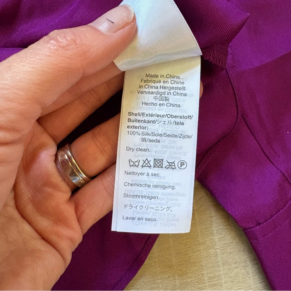 J. Crew Collection Silk Purple Blouse with Ruffle Neckline - Picture 9 of 12